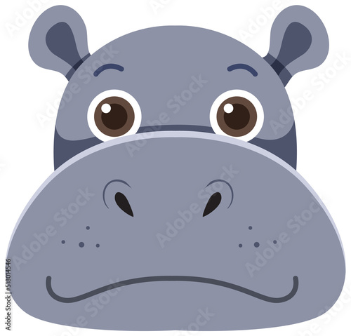 Hippopotamus head in flat style