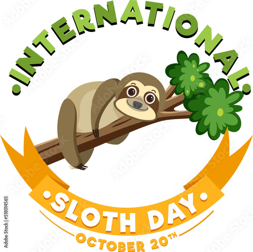 International sloth day banner concept vector
