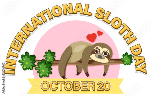 International sloth day banner concept vector