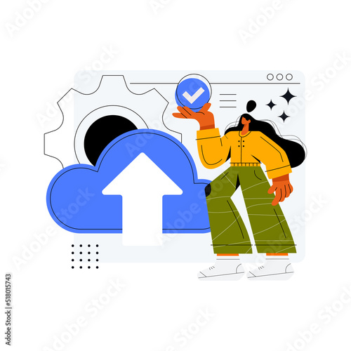 Business cloud computing, Data provision and cloud computing services for web page, banner, presentation, social media, documents, cards, posters. Vector illustration