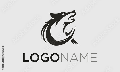 Monogram Circle Abstract Fox Wolf Logo Design