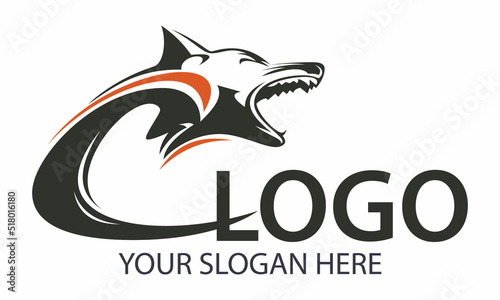 Monogram Circle Abstract Fox Wolf Logo Design