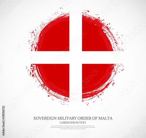 Creative circular grungy shape brush stroke flag of Sovereign Military Order of Malta on a solid background
