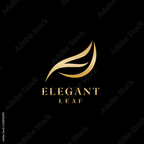 p and f gold leaf logo design template elegant style