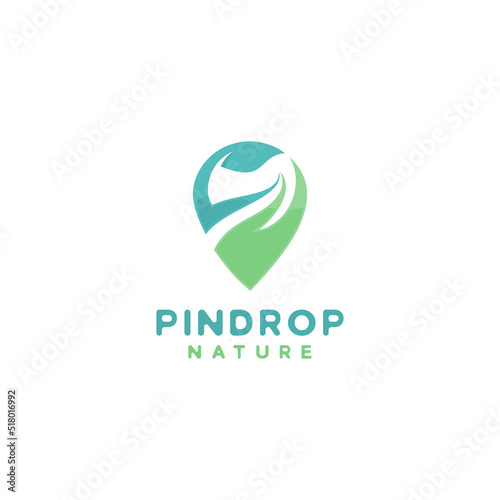 Pindrop with leaf logo design template