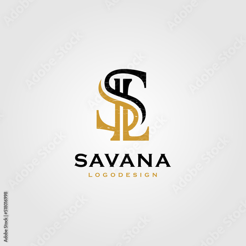 S L Letter logo design vintage 