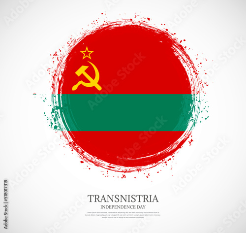 Creative circular grungy shape brush stroke flag of Transnistria on a solid background