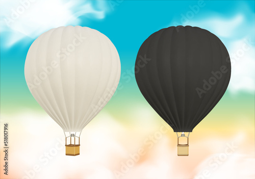 Realistic hot-air balloon mockup.