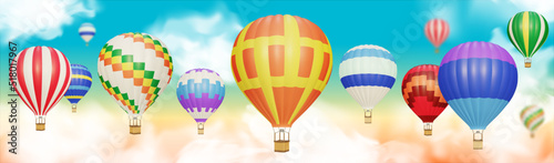 Colorful hot air balloons in the sky.