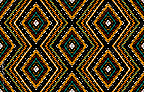 Geometric ethnic oriental seamless pattern traditional Design for background,carpet,wallpaper.clothing,wrapping,Batik fabric,Vector illustration.embroidery style - Sadu, sadou, sadow or sado