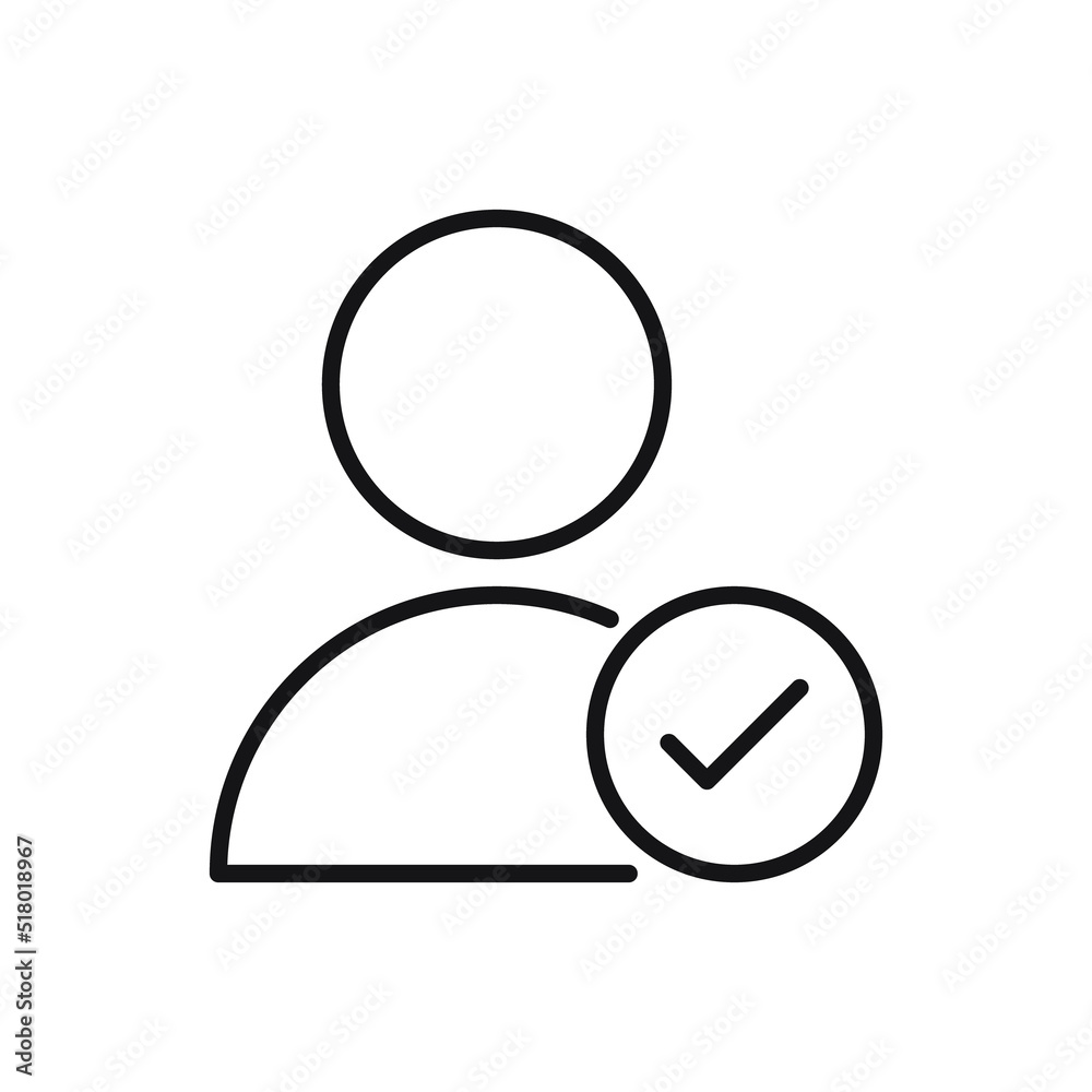 Editable User Approve Check mark line icon. Vector illustration isolated on white background. using for website or mobile app Editable User Approve Check mark line icon. Vector illustration isolated on white background. using for website or mobile app