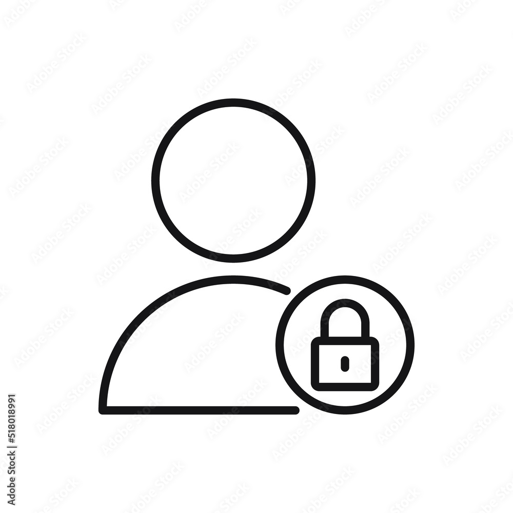 Editable User padlock protection line icon. Vector illustration isolated on white background. using for website or mobile app Editable User padlock protection line icon. Vector illustration isolated on white background. using for website or mobile app