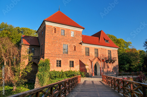 Oporowski Castle build in the Gothic style in the years 1434 - 1449. Oporow, Lodz Voivodeship, Poland. photo