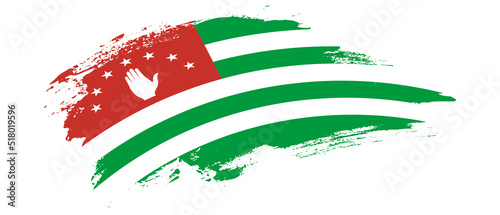 National flag of Abkhazia with curve stain brush stroke effect on white background