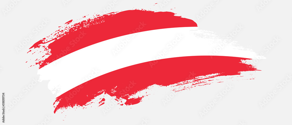 National flag of Austria with curve stain brush stroke effect on white background National flag of Austria with curve stain brush stroke effect on white background