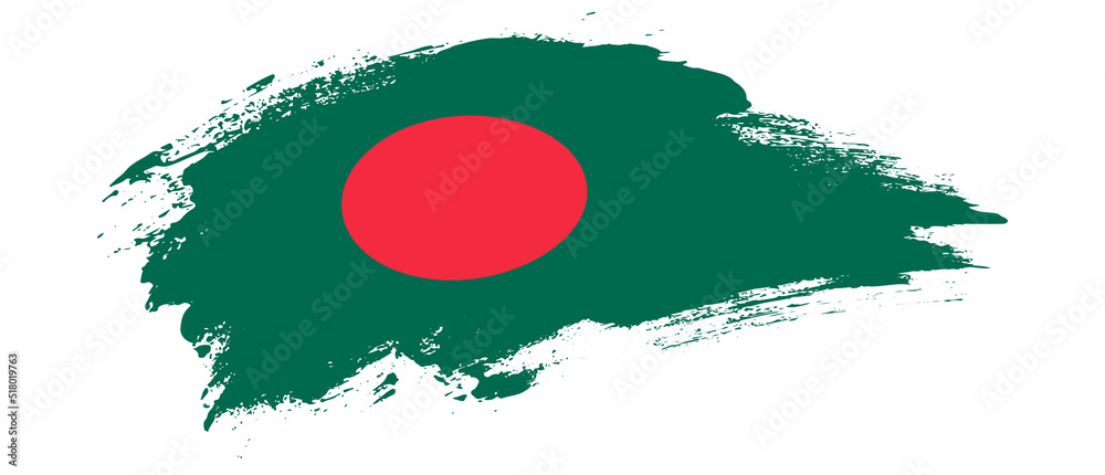 National flag of Bangladesh with curve stain brush stroke effect on white background National flag of Bangladesh with curve stain brush stroke effect on white background