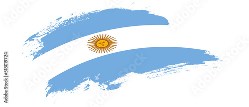 National flag of Argentina with curve stain brush stroke effect on white background