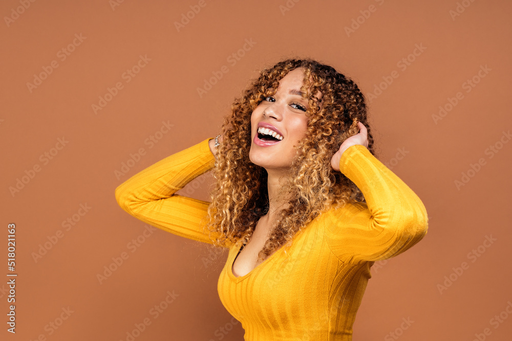 Happy Curly Haired Woman Portrait Happy Curly Haired Woman Portrait
