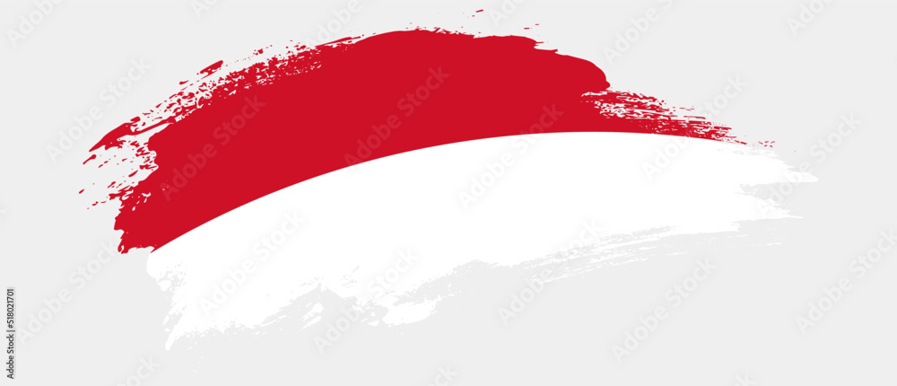 National flag of Monaco with curve stain brush stroke effect on white background National flag of Monaco with curve stain brush stroke effect on white background