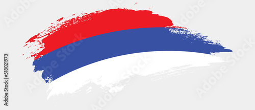 National flag of Republika Srpska with curve stain brush stroke effect on white background