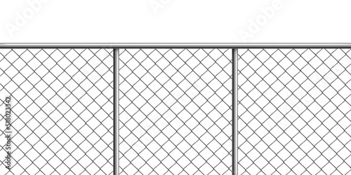 Metal wire mesh fence, rabitz grid isolated on white background. Vector realistic illustration of steel security barrier for prison, military boundary, cage, protection enclosure