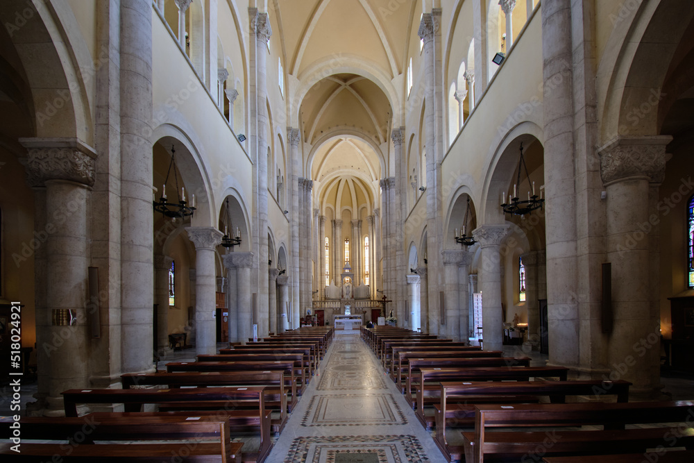 Basilica di Santa Teresa romanesque styled church in Anzio, Italy