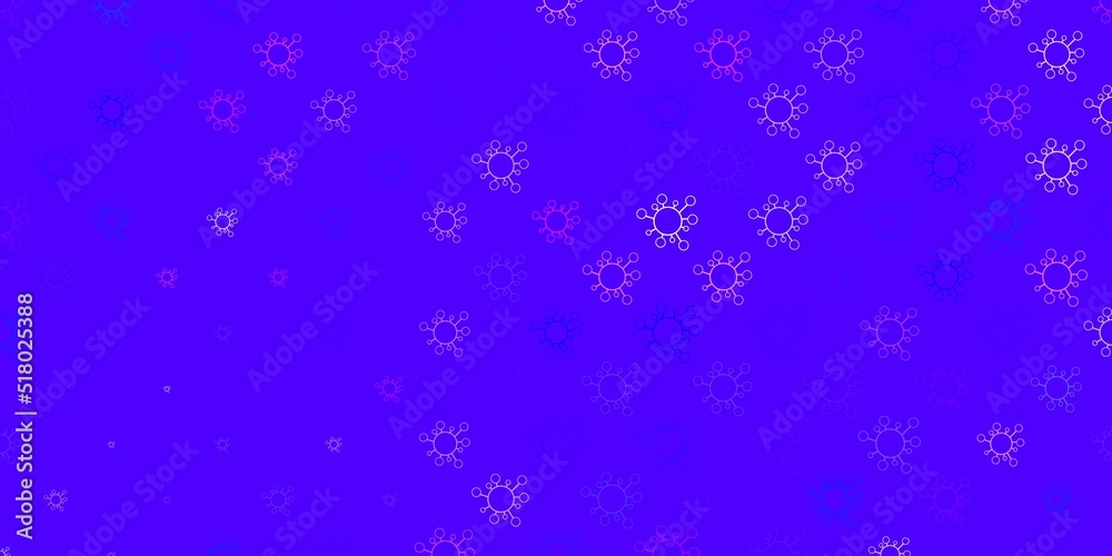 Dark pink, blue vector template with flu signs.