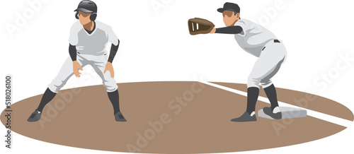 リードするファーストランナーのイメージイラスト（野球選手）