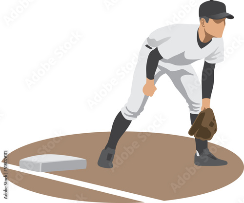 守備位置サードのイメージイラスト（野球選手）