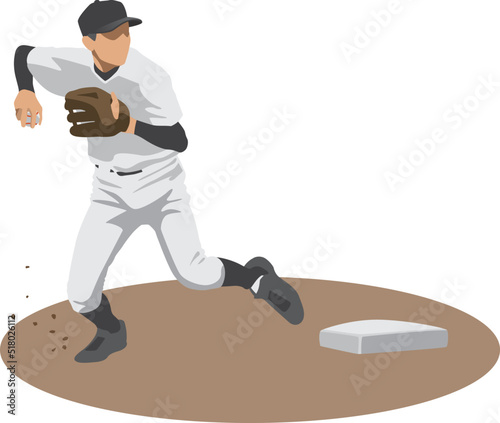 守備位置ショートのイメージイラスト（野球選手）