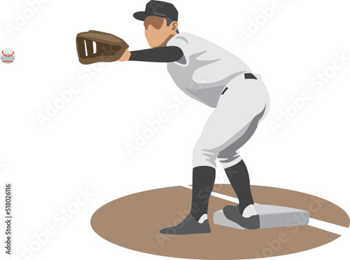 Obraz Na Plotnie 守備位置ファーストのイメージイラスト 野球選手 Baseball Gracz Obrona Fototapety Foteks