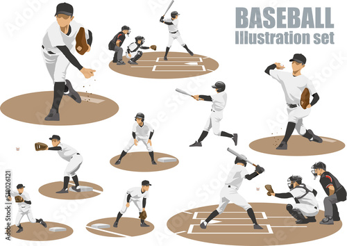 野球選手のイメージイラストセット（デフォルメ）