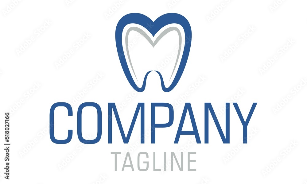 Abstract Letter M Blue Tooth Dental Clinic Logo Design Concept