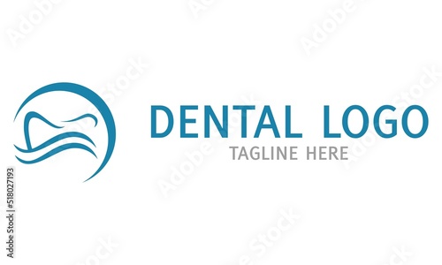 Blue Circle Tooth Dental Clinic Logo Design Concept