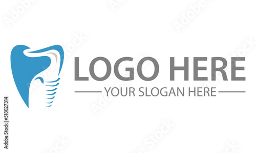 Modern elegant Negative Space Blue elephant Screw Tooth dental Clinic logo design