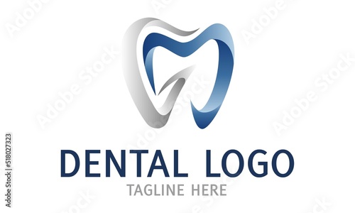 Blue Shine Abstract Tooth Dental Clinic Letter m Logo