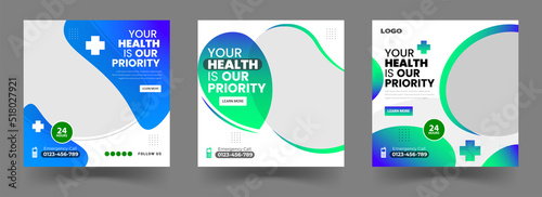 Medical Healthcare Post Layout Set Social Media Template 