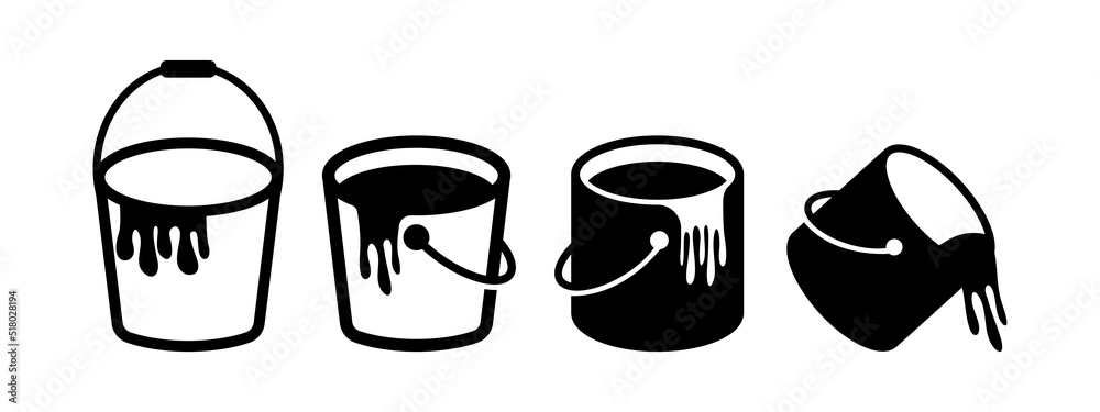 Paint bucket icon set design template vector isolated illustration - obrazy, fototapety, plakaty 