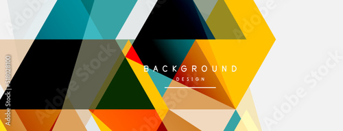 Color triangles composition, geometric abstract background. Techno or business concept, pattern for wallpaper, banner, background, landing page