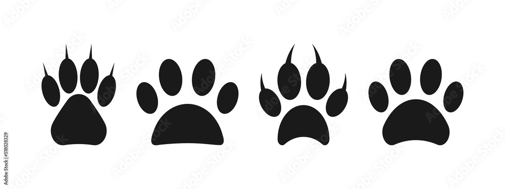 Paw foot print icon set design template vector illustration Paw foot print icon set design template vector illustration