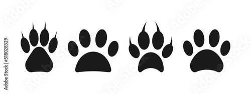 Paw foot print icon set design template vector illustration