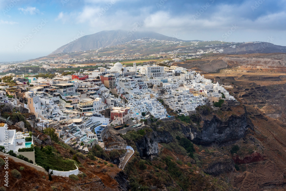 Houses on the top of the caldera at Santorin Island. Cyclades. Greece.