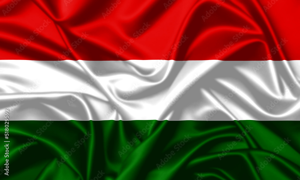 Hungary waving flag close up silk texture background Hungary waving flag close up silk texture background
