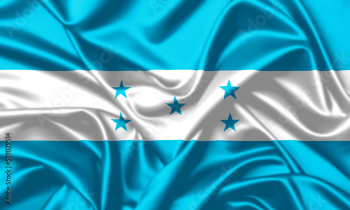 Honduras waving flag close up satin silk texture background