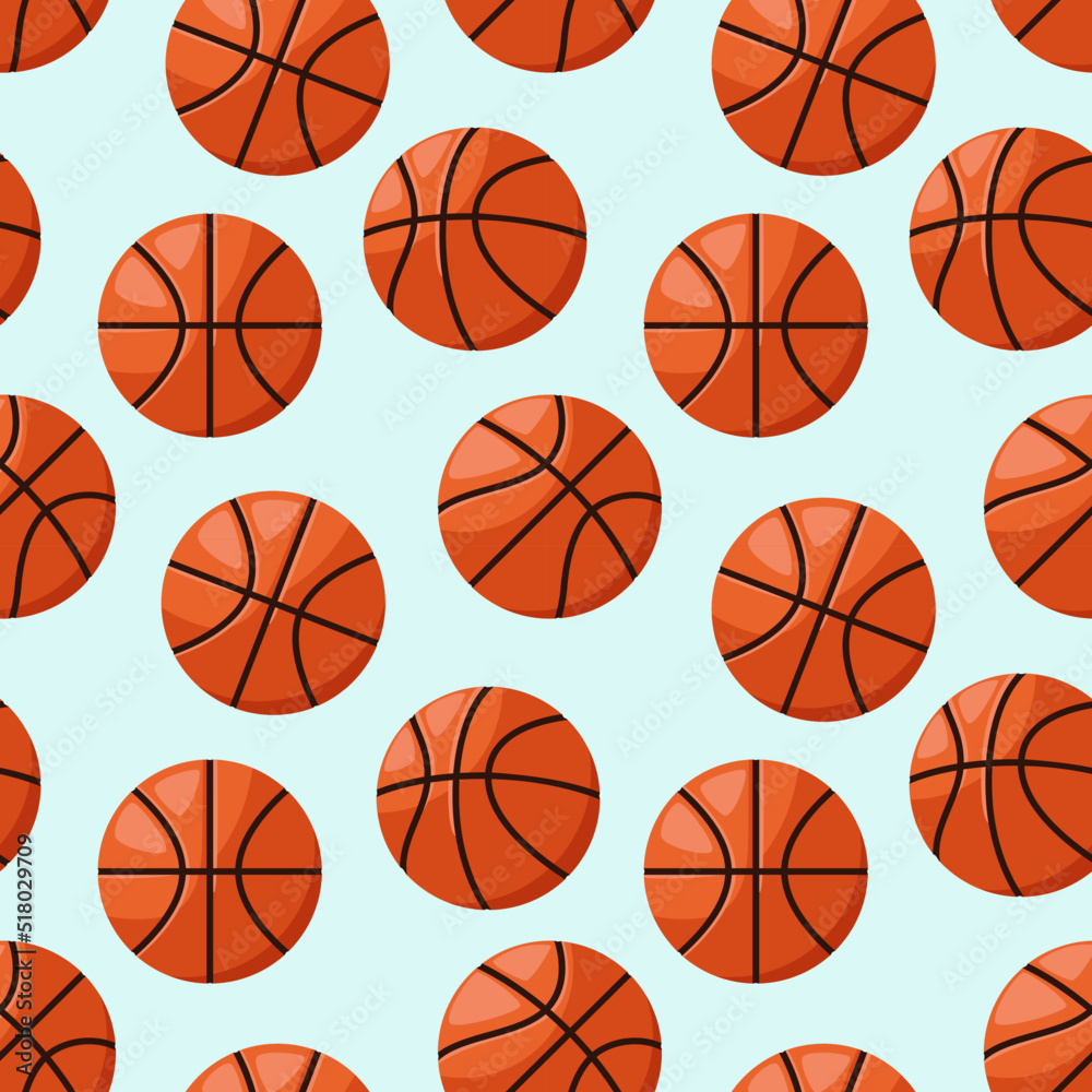 Seamless pattern with basketballs. Cartoon design.
