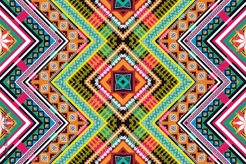 Wallpaper Mural Geometric ethnic flower pattern for background,fabric,wrapping,clothing,wallpaper,Batik,carpet,embroidery style. Torontodigital.ca