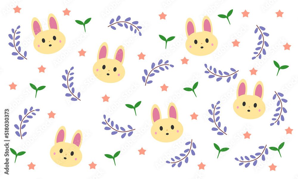 Bear, leaf and star pattern vector illustration, children's theme can be printed on cloth or paper Bear, leaf and star pattern vector illustration, children's theme can be printed on cloth or paper