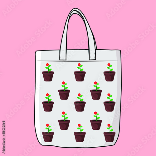 The Modern Look of White Fabric Canvas Totebag or Goodie Bag Isolated on White Colour Background