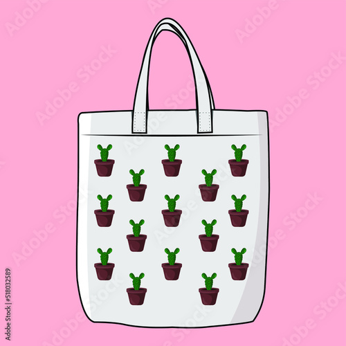 The Modern Look of White Fabric Canvas Totebag or Goodie Bag Isolated on White Colour Background