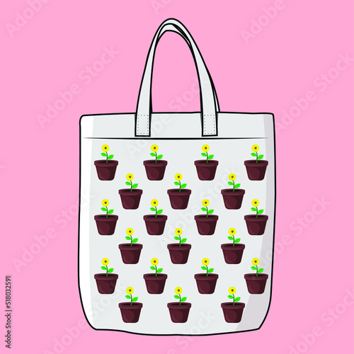 The Modern Look of White Fabric Canvas Totebag or Goodie Bag Isolated on White Colour Background